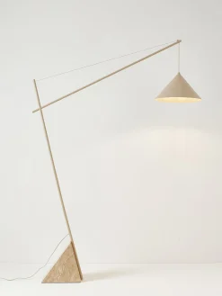 Lampada da lettura grande con base i travertino Reyna