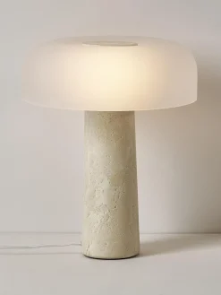 Lampada da tavolo con base in travertino Carla