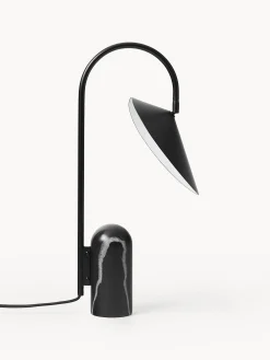 Lampada da tavolo grande con base in marmo Arum, orientabile