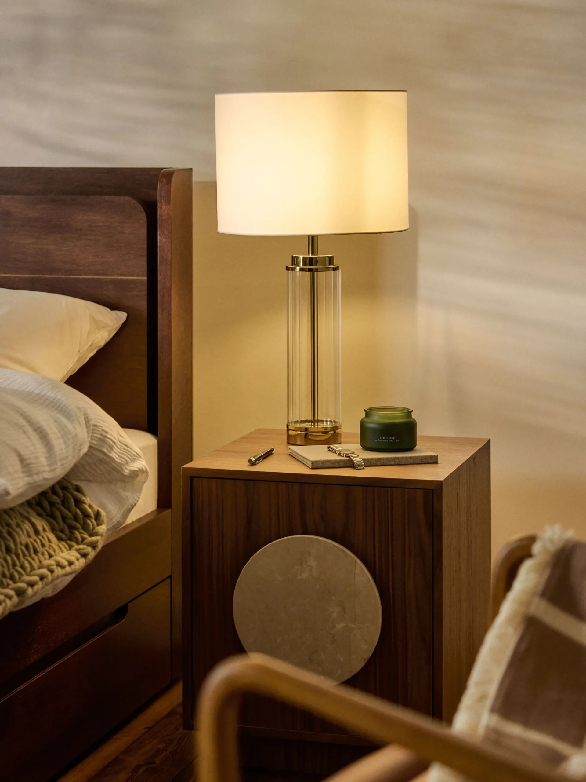 Lampada da tavolo grande con base in vetro Gabor