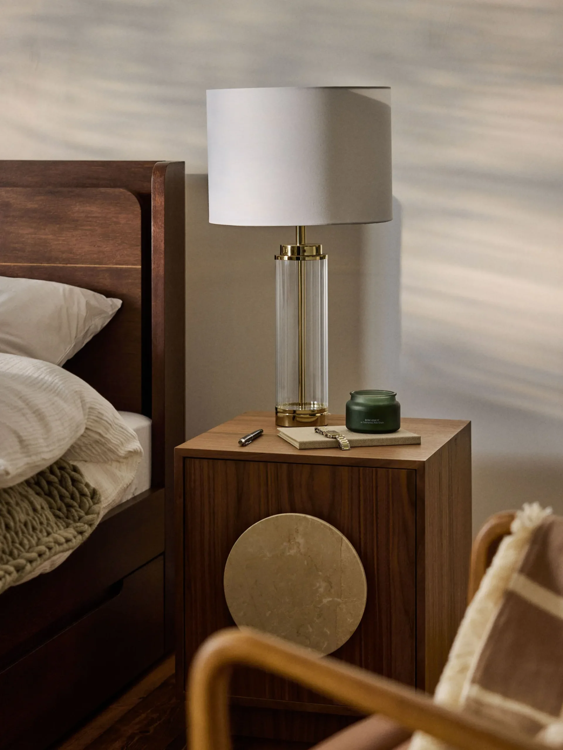 Lampada da tavolo grande con base in vetro Gabor