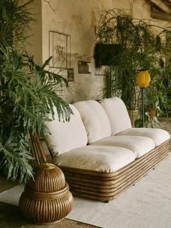 Lampada da terra piccola in rattan Bohemian