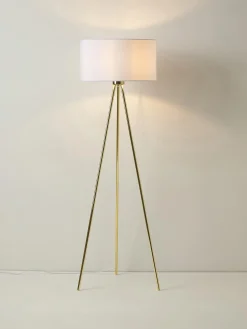 Lampada da terra treppiede con paralume in tessuto Cella