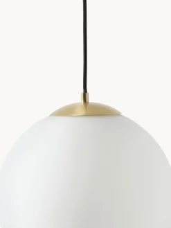 Lampada sferica a sospensione in vetro opalino Beth