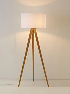 Lampada treppiede da terra in legno massiccio Jake