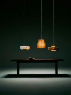 Lampada a sospensione grande in fili di lino Lace