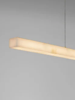 Lampada a sospensione grande a LED in alabastro Vaster, luce regolabile