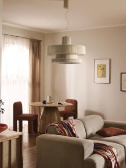 Lampada a sospensione grande in lino Lace