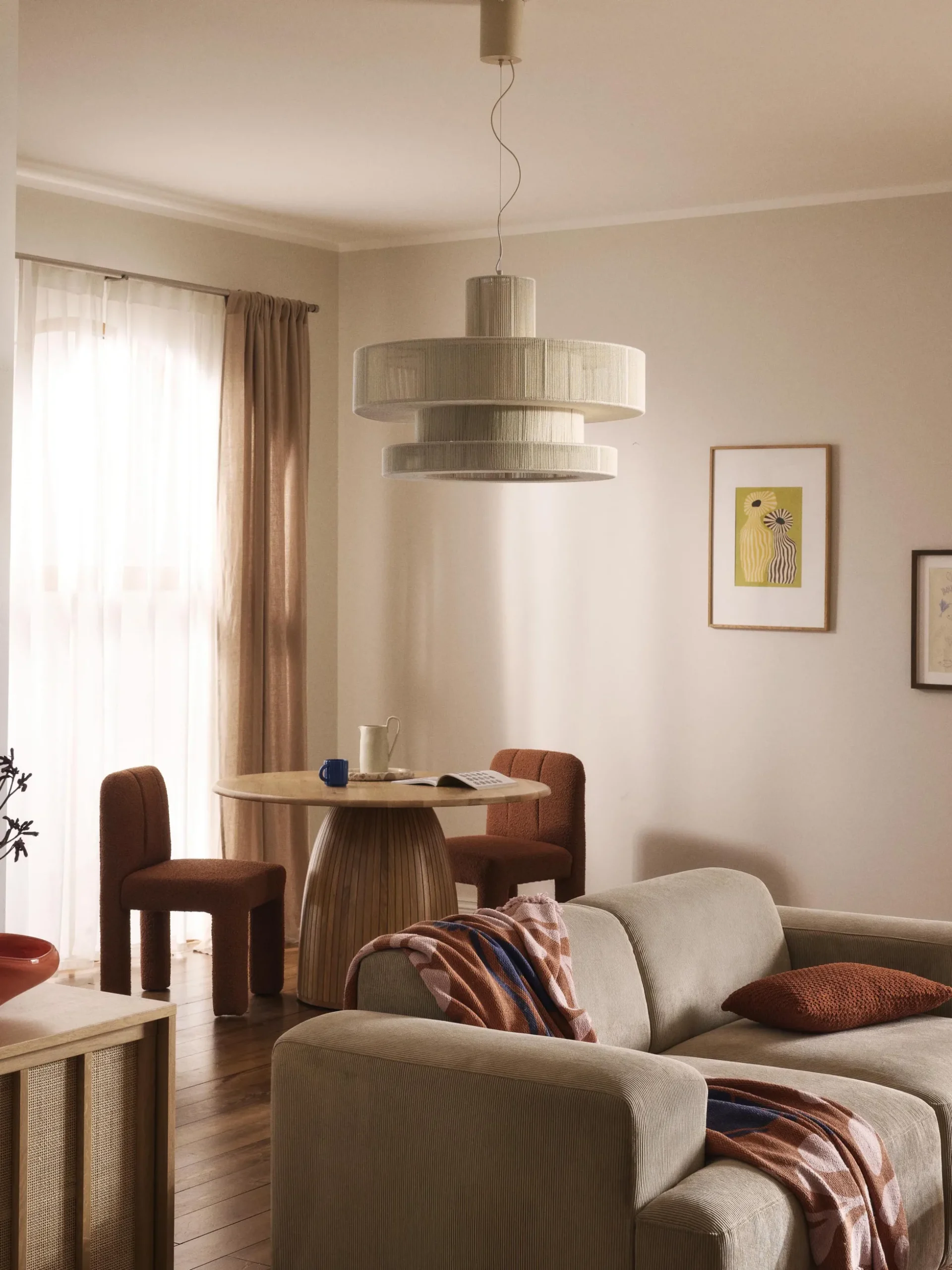 Lampada a sospensione grande in lino Lace