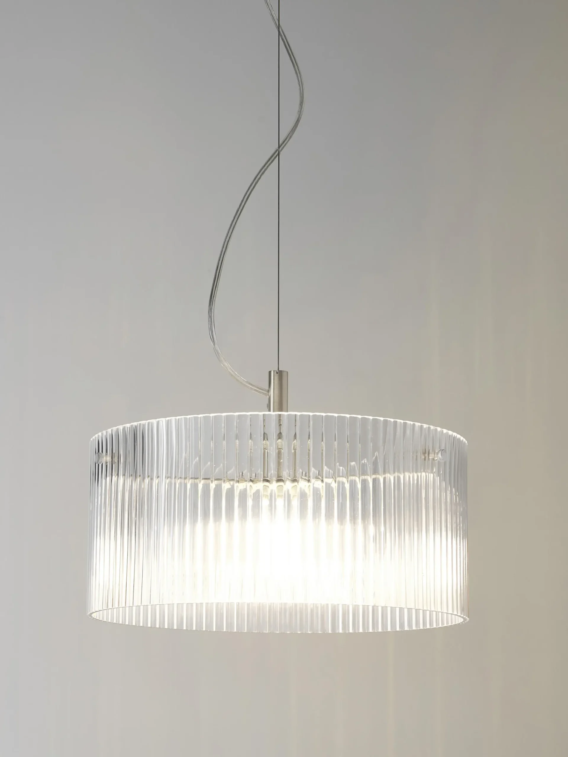 Lampada a sospensione in vetro scanalato Emmi
