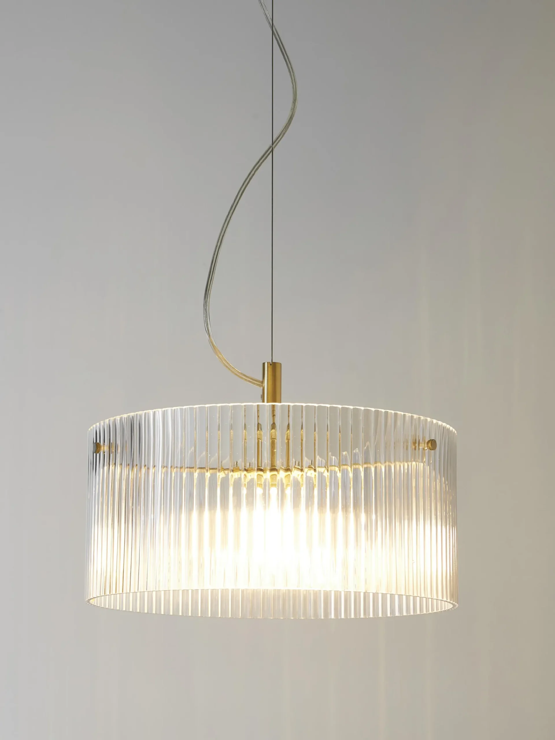 Lampada a sospensione in vetro scanalato Emmi