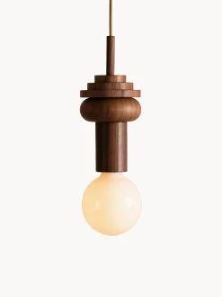 Lampada a sospensione piccola con luce regolabile fatta a mano Junit Walnuss