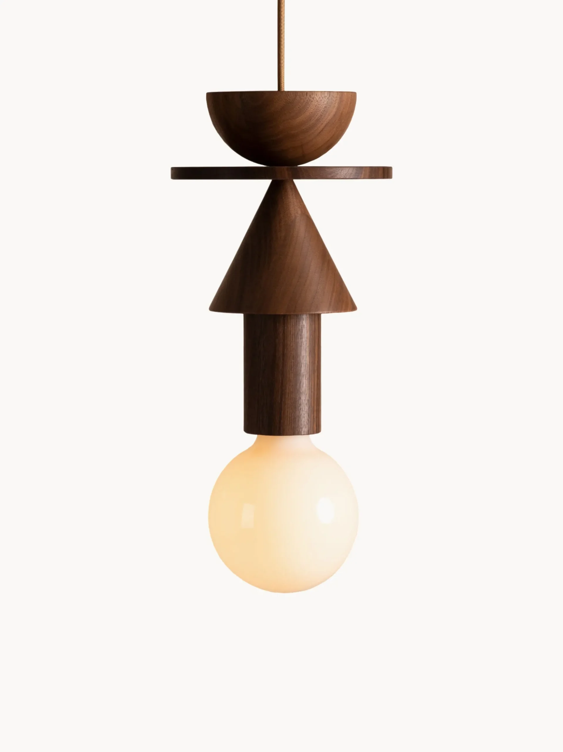 Lampada a sospensione piccola con luce regolabile fatta a mano Junit Walnuss