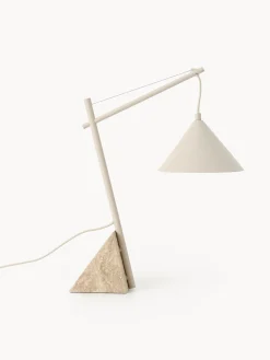 Lampada da tavolo grande con base in travertino Reyna