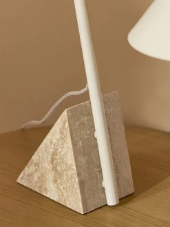 Lampada da tavolo grande con base in travertino Reyna
