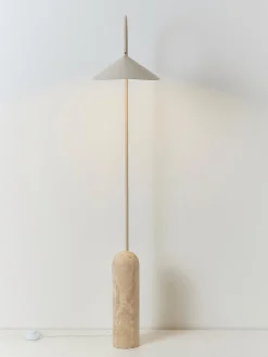 Lampada da terra con base in travertino Arum, orientabile