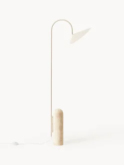 Lampada da terra con base in travertino Arum, orientabile