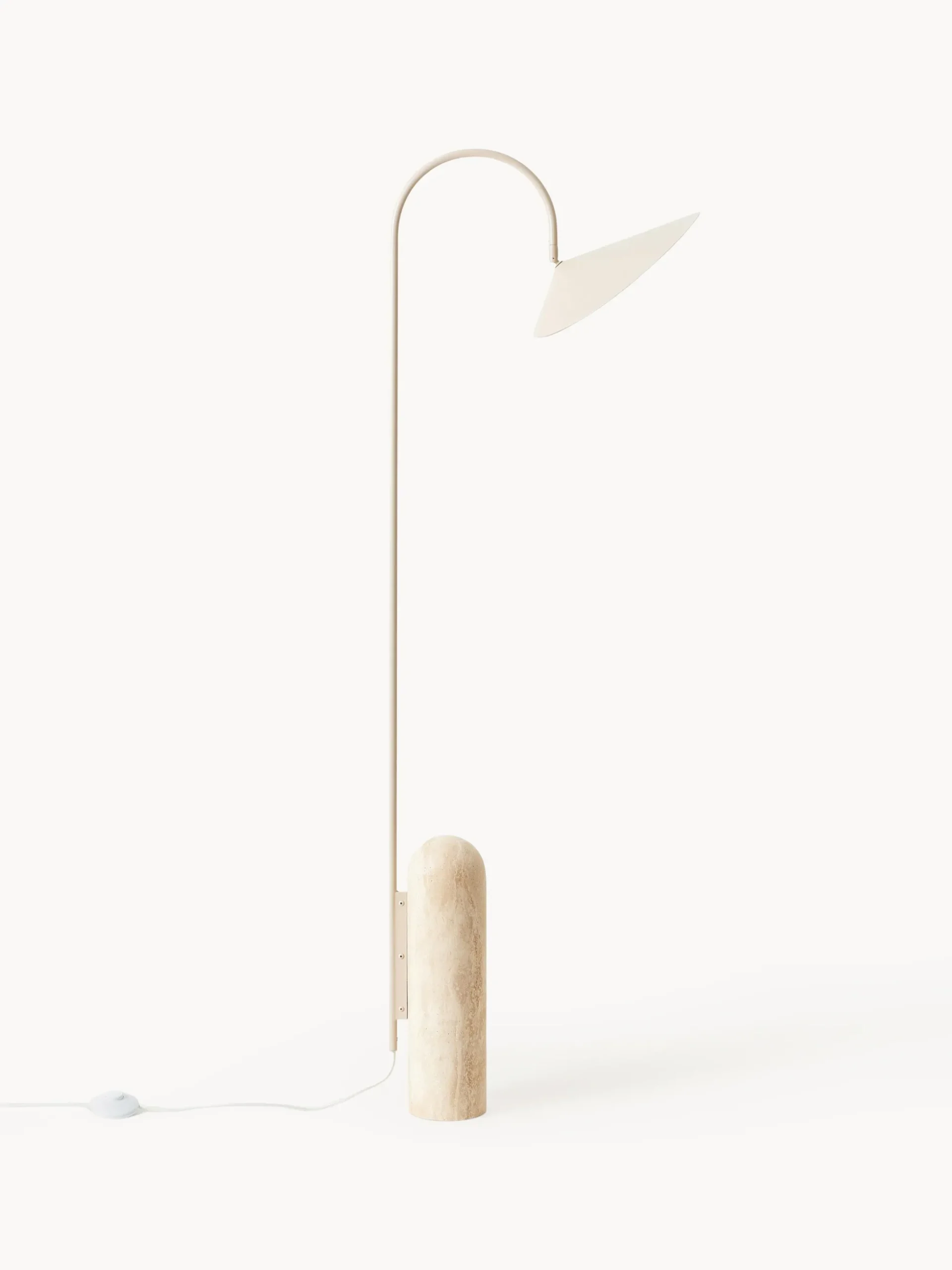Lampada da terra con base in travertino Arum, orientabile