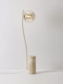 Lampada da terra piccola con base in travertino Cora