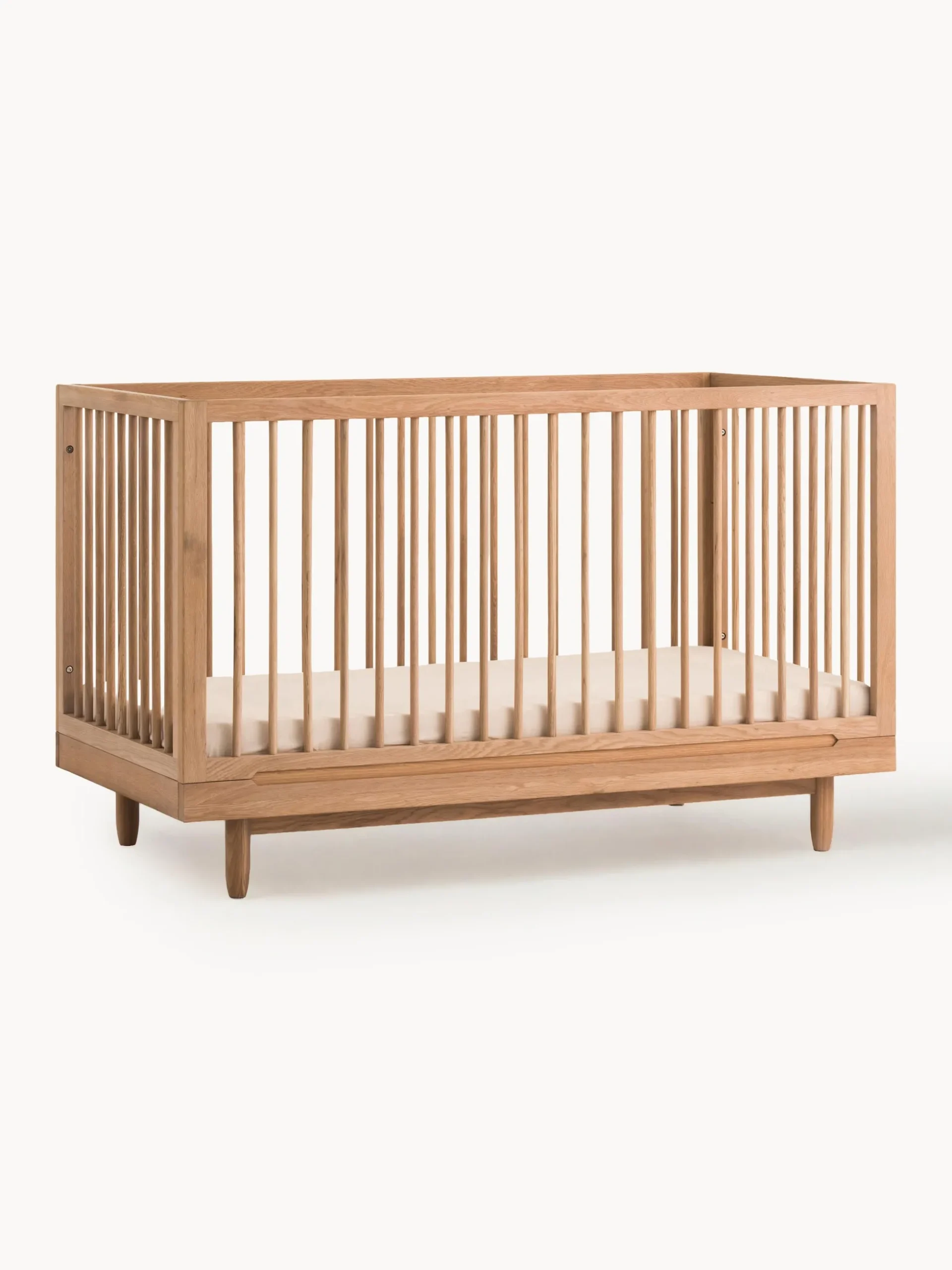 Lettino per bambini regolabile in altezza in legno di quercia Pure, 70 x 140 cm