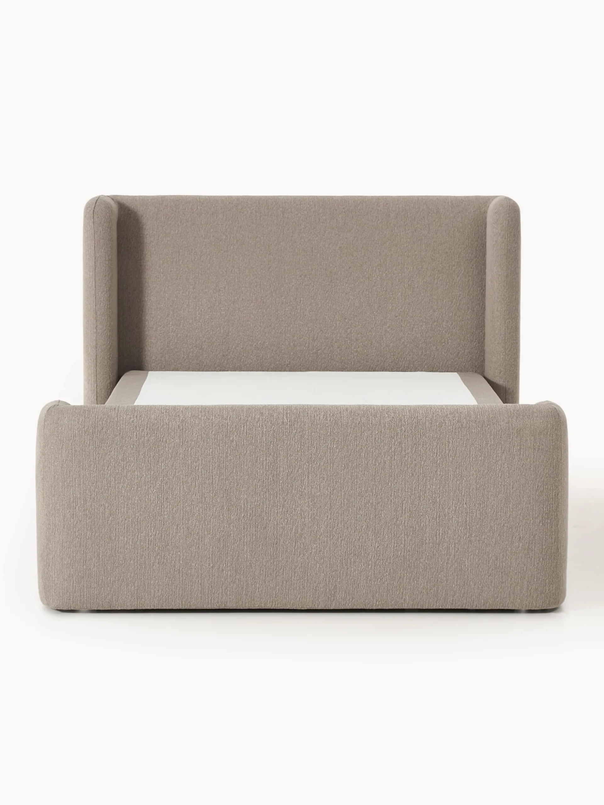 Letto boxspring in bouclé con contenitore Perla