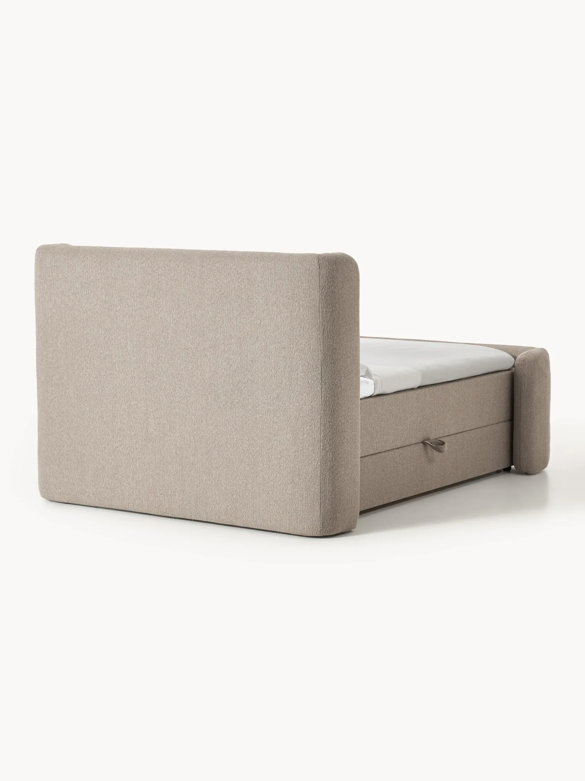 Letto boxspring in bouclé con contenitore Perla