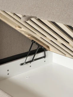 Letto boxspring in bouclé con contenitore Perla
