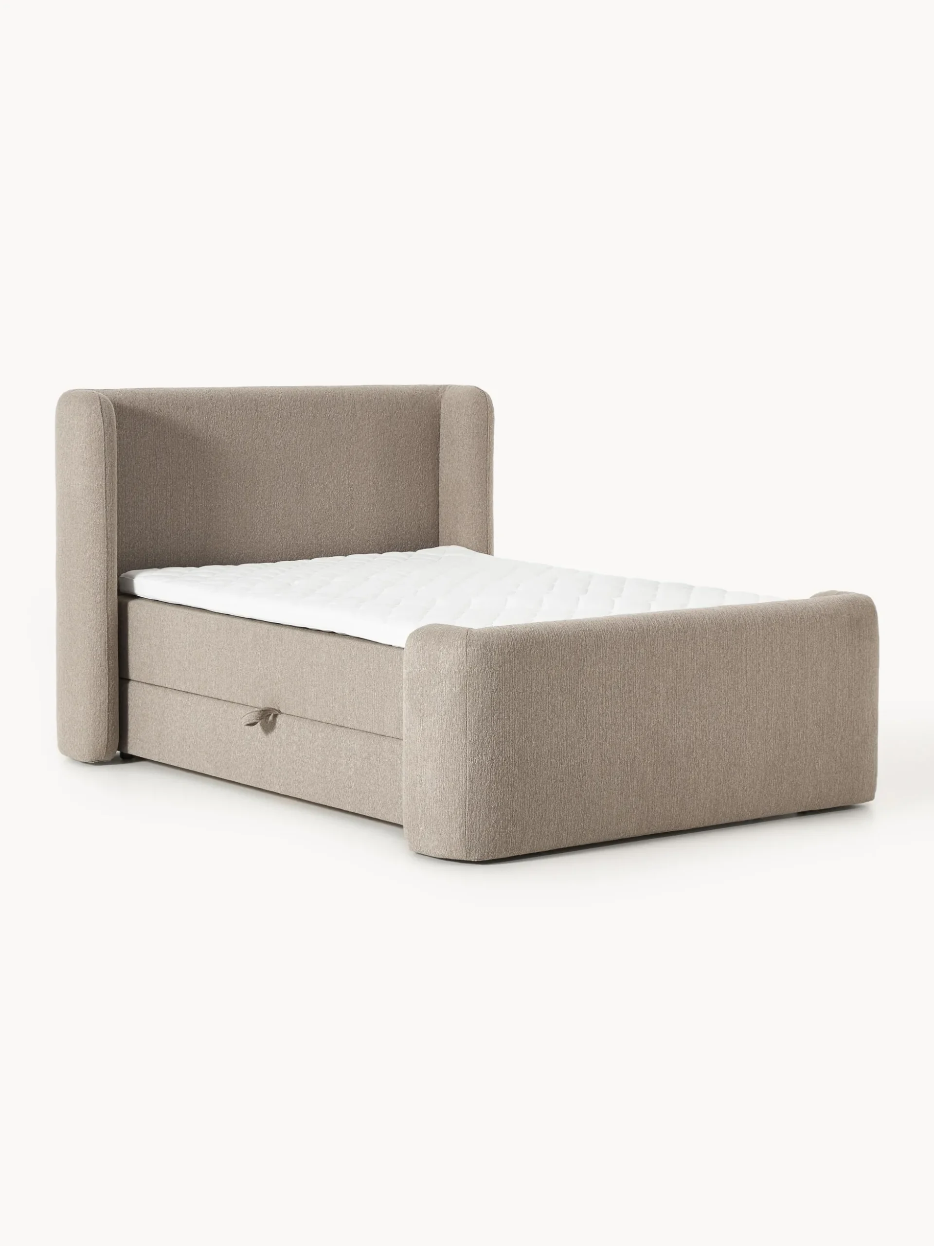Letto boxspring in bouclé con contenitore Perla