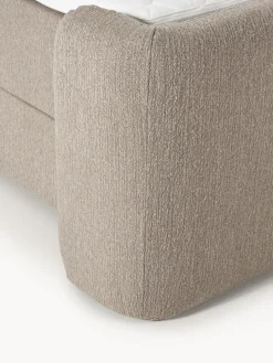 Letto boxspring in bouclé con contenitore Perla