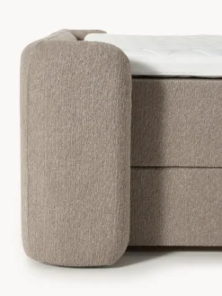 Letto boxspring in bouclé con contenitore Perla