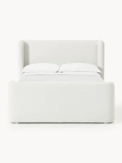 Letto boxspring in bouclé con contenitore Perla
