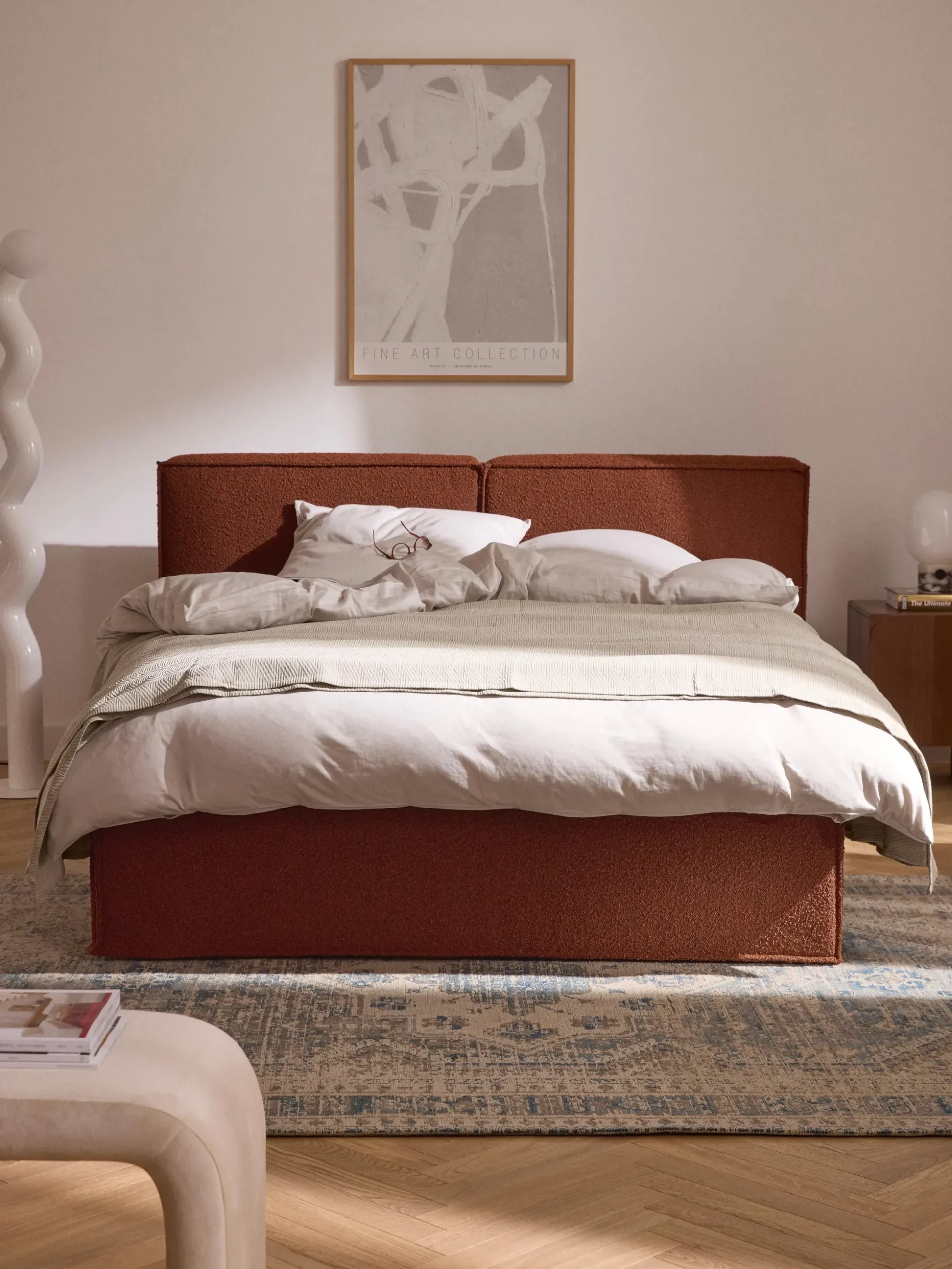 Letto boxspring in bouclé Lennon