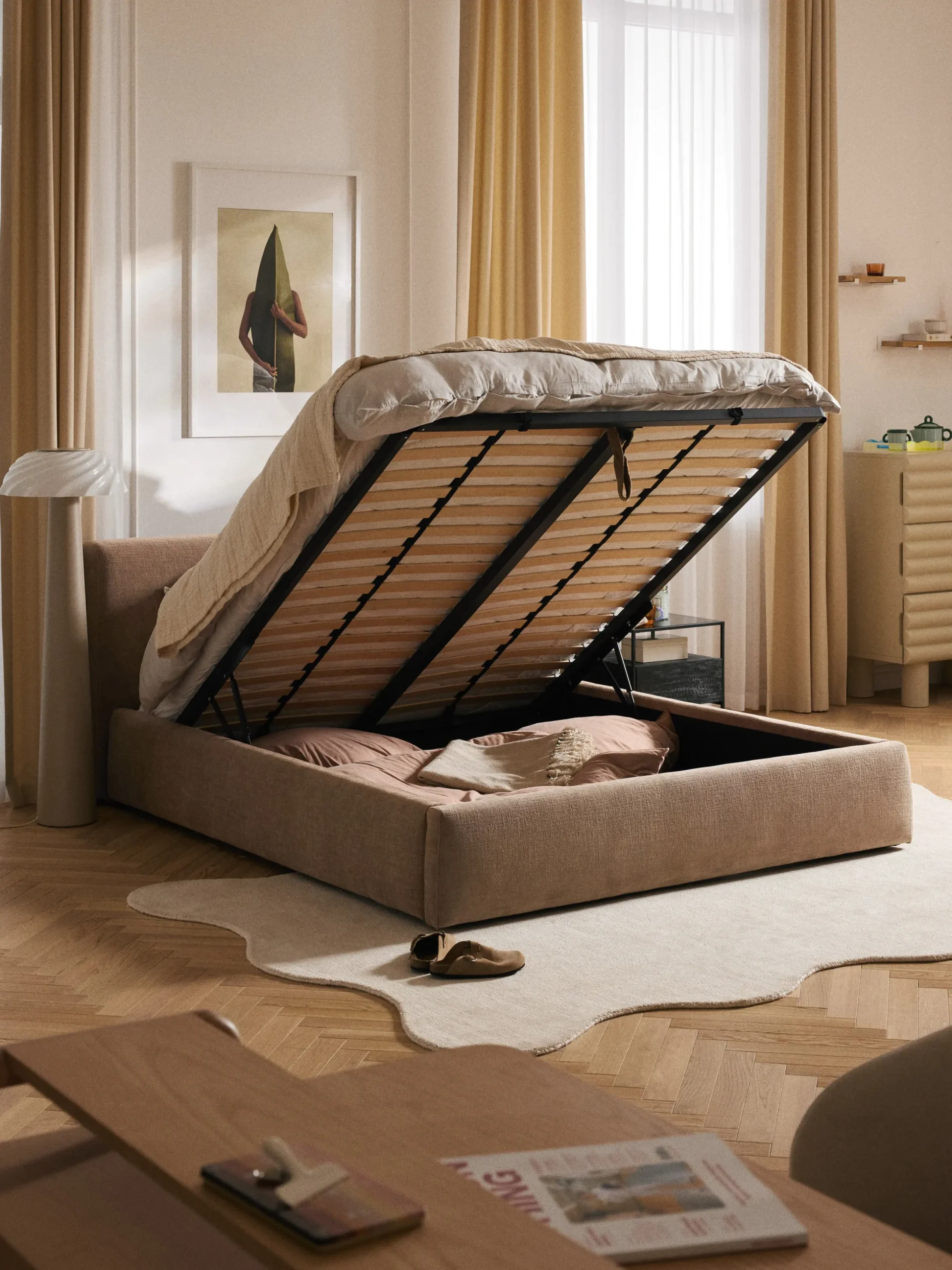 Letto imbottito con contenitore Cloud