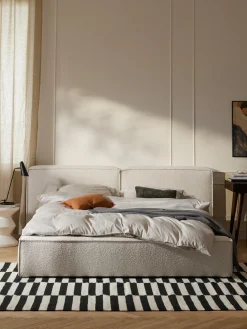 Letto imbottito in bouclé con contenitore Lennon