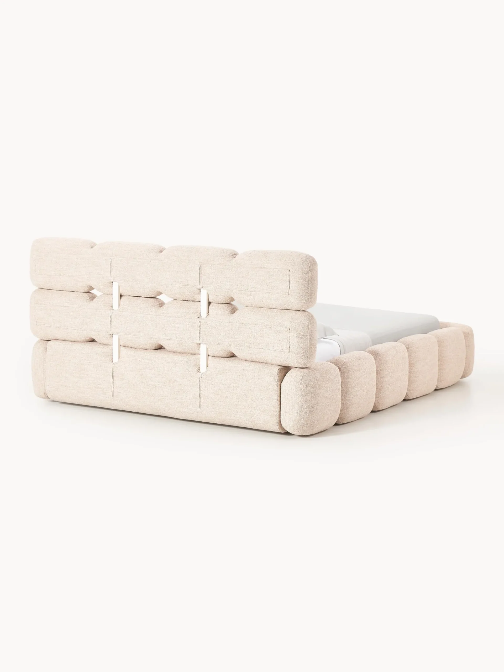Letto imbottito in bouclé con contenitore Tayla
