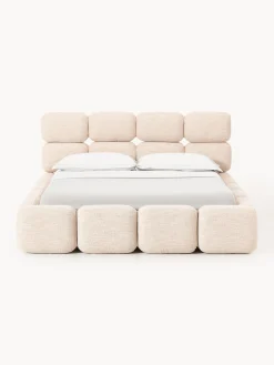 Letto imbottito in bouclé con contenitore Tayla