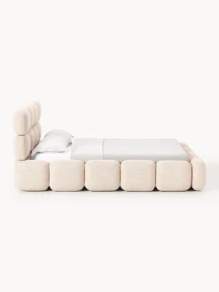 Letto imbottito in bouclé con contenitore Tayla
