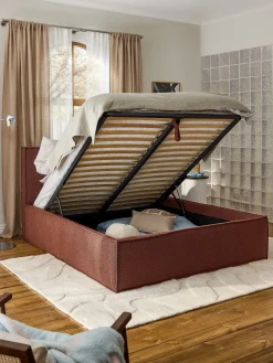 Letto imbottito in bouclé con contenitore Dream
