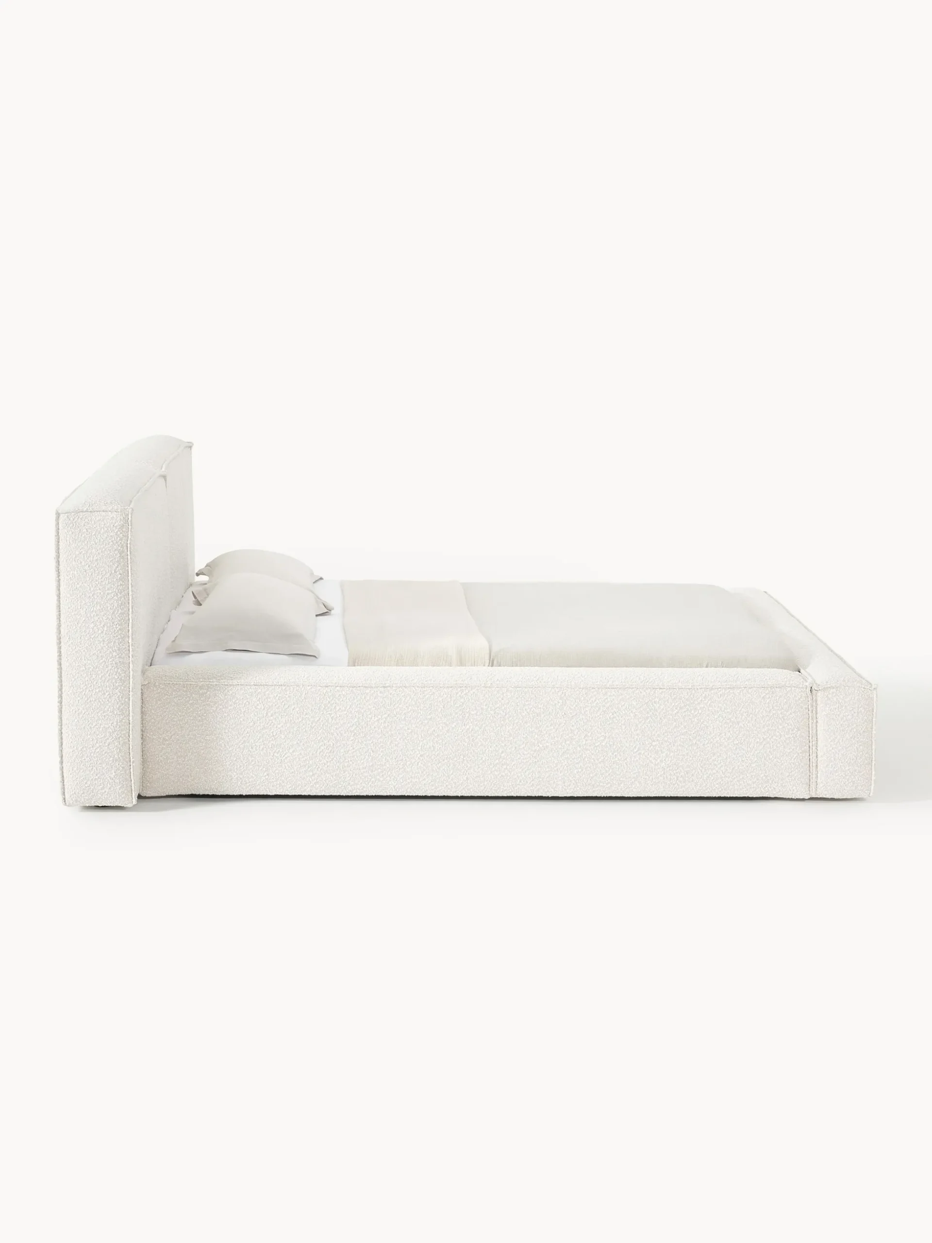 Letto imbottito in bouclé Lennon