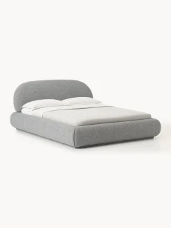 Letto imbottito in bouclé con contenitore Alba