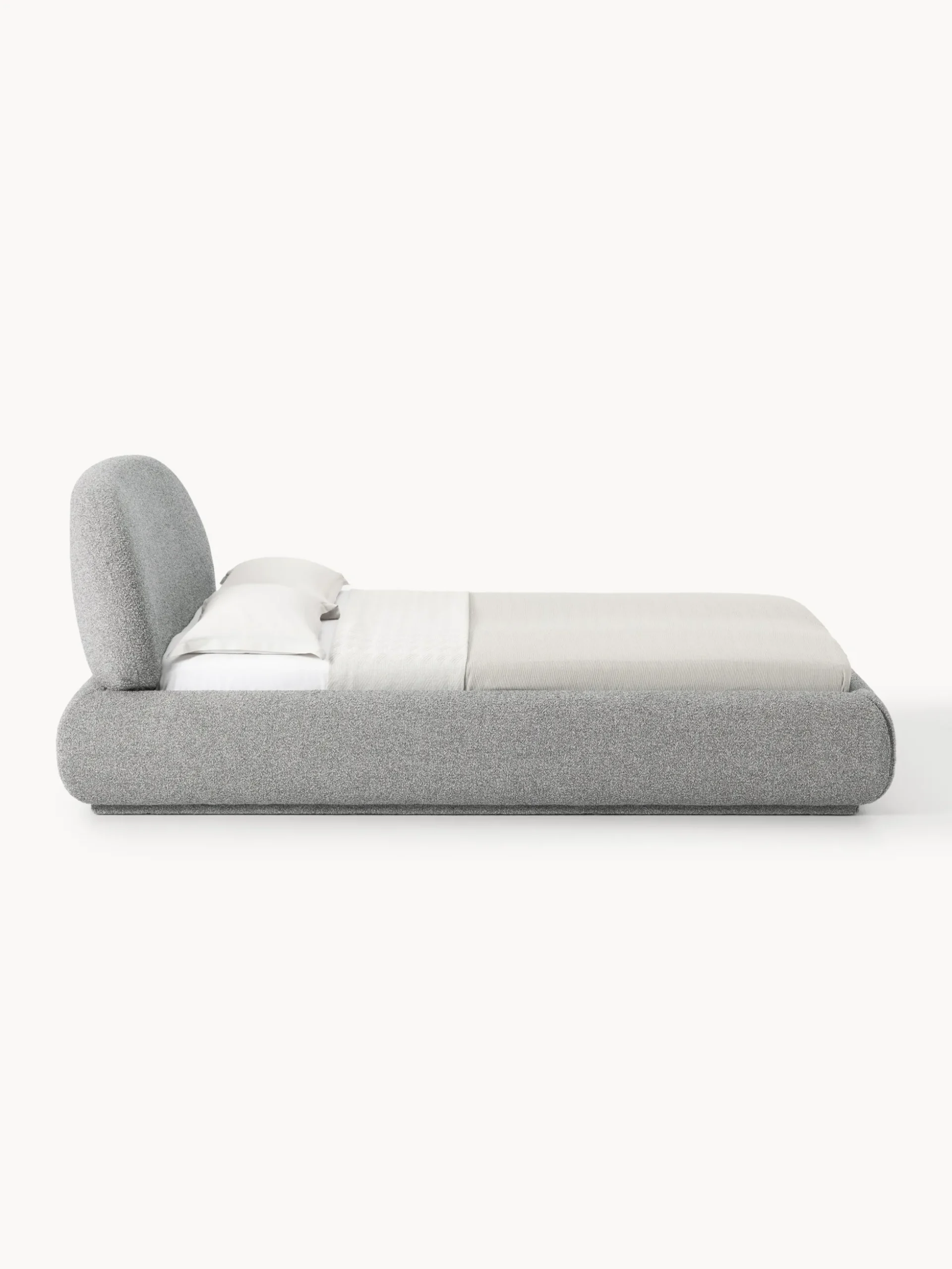 Letto imbottito in bouclé con contenitore Alba