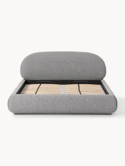 Letto imbottito in bouclé con contenitore Alba