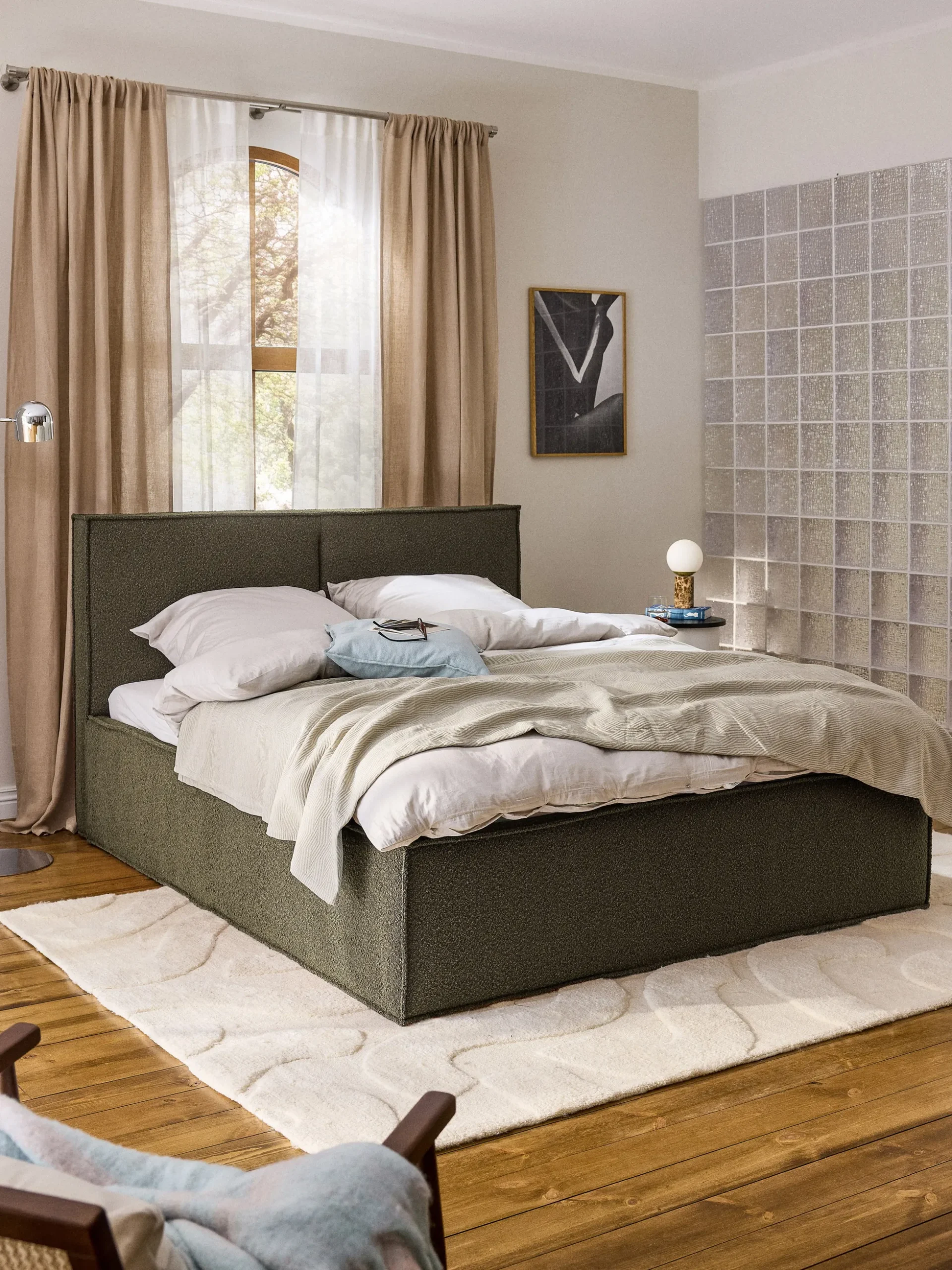 Letto imbottito in bouclé Dream