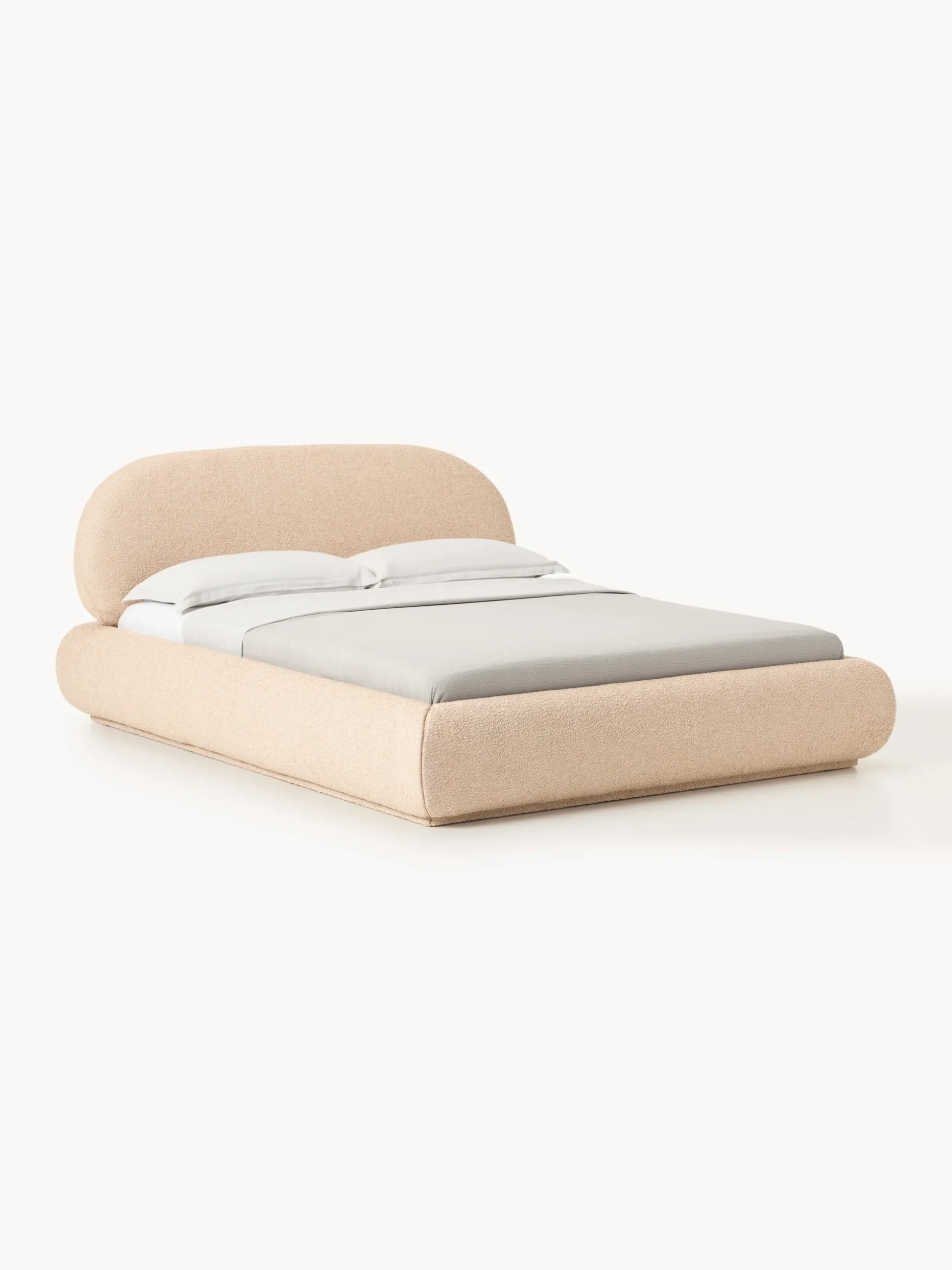Letto imbottito in bouclé con contenitore Alba