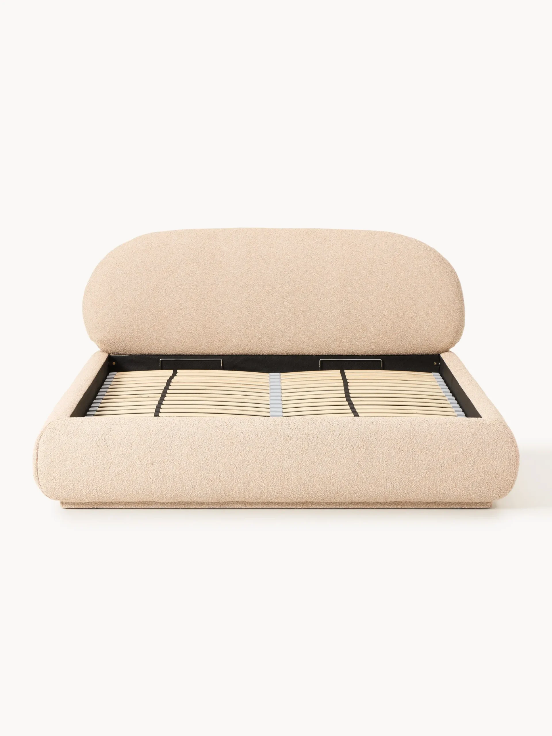 Letto imbottito in bouclé con contenitore Alba