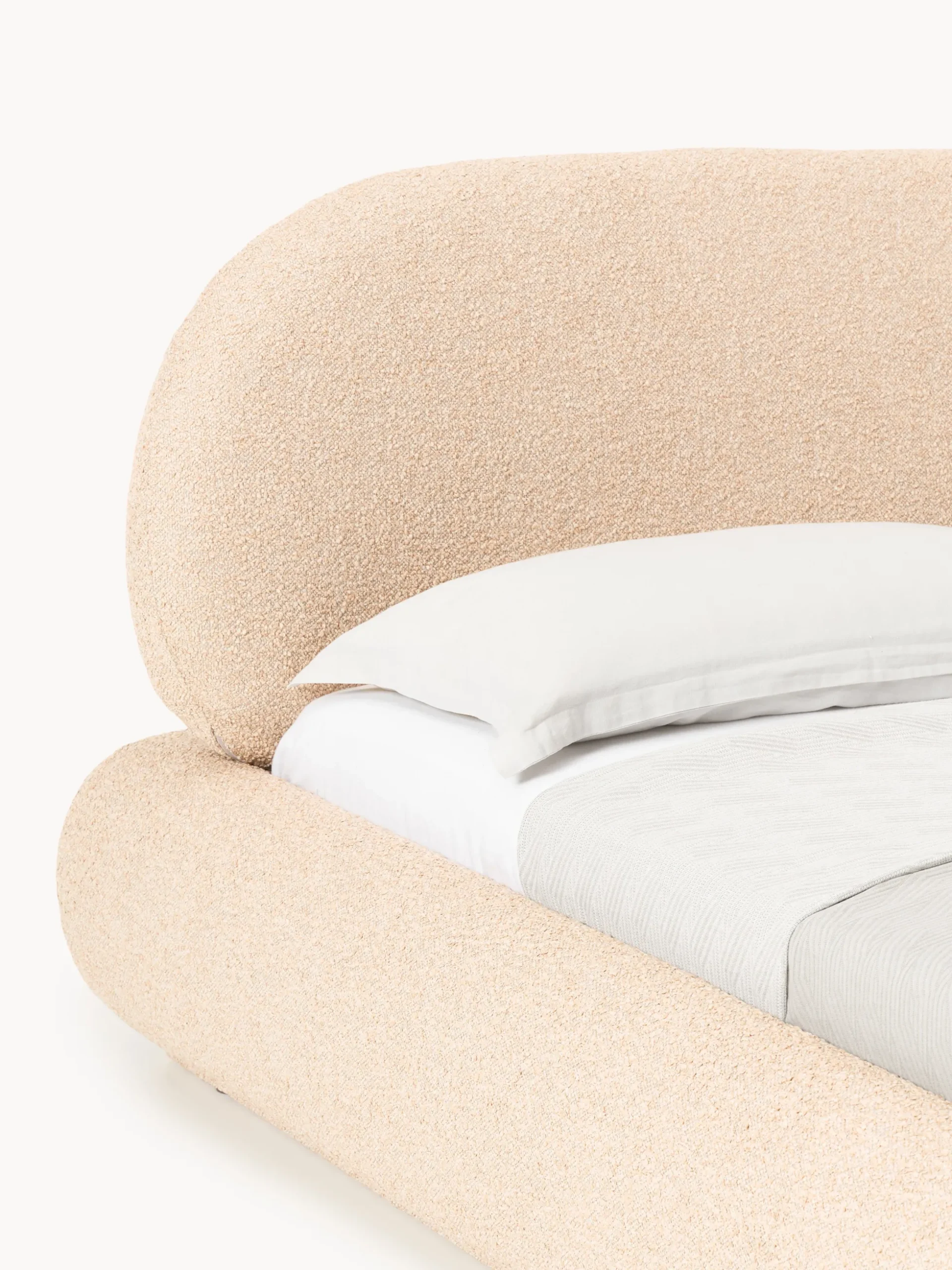 Letto imbottito in bouclé con contenitore Alba