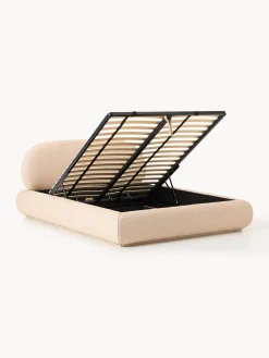 Letto imbottito in bouclé con contenitore Alba
