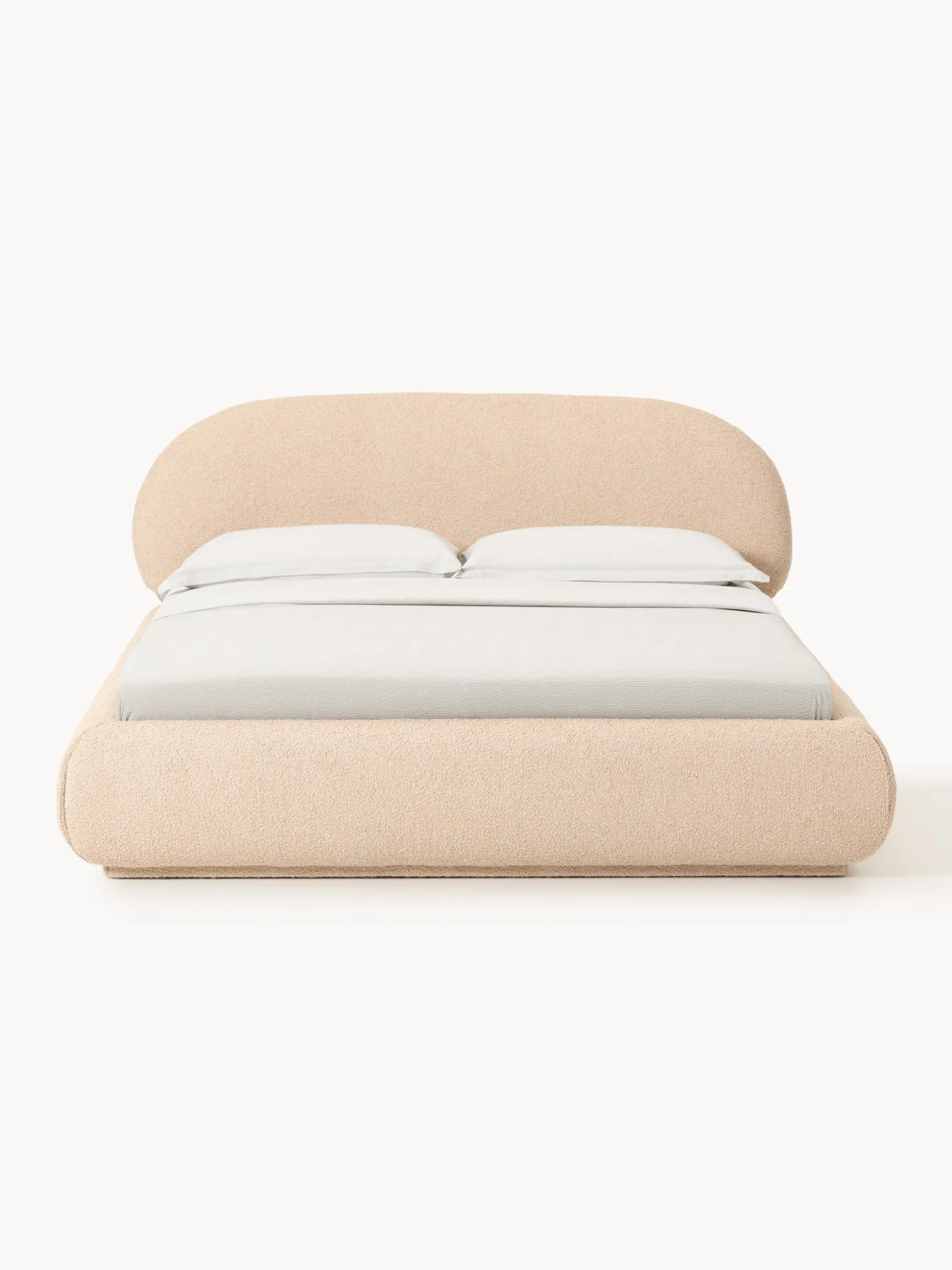 Letto imbottito in bouclé con contenitore Alba