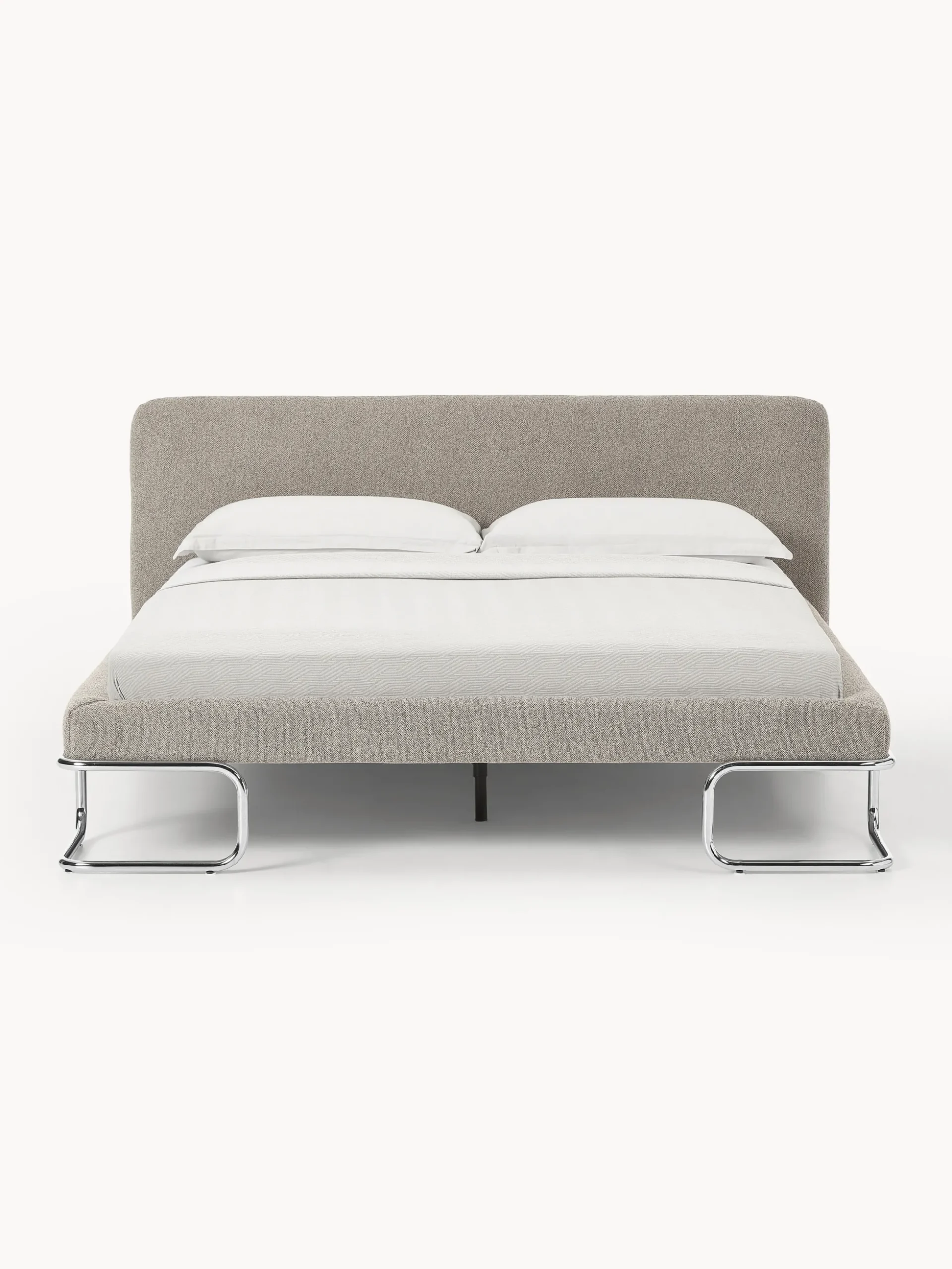 Letto imbottito in bouclé con gambe in metallo Olina