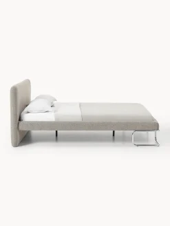 Letto imbottito in bouclé con gambe in metallo Olina